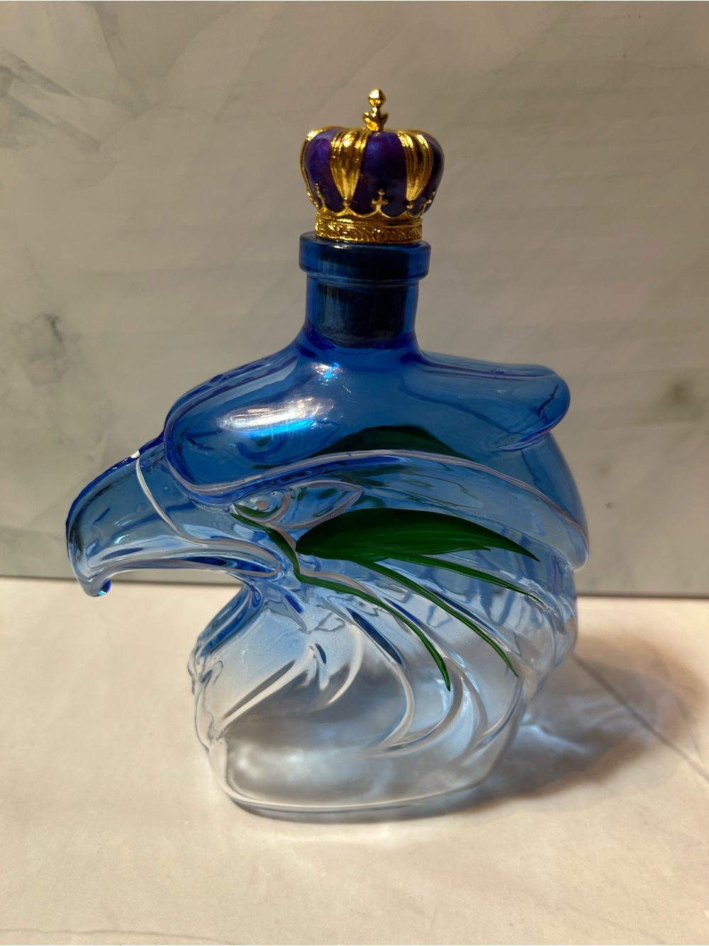 Seahawks Hand Painted Decorative Bottle with Gold Crown Stopper
